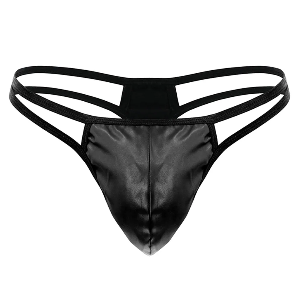 Men's Shiny Faux Leather Thong, Double Strap Low-Rise T-Back Underwear
Men's Shiny Faux Leather Thong, Double Strap Low-Rise T-Back Underwear