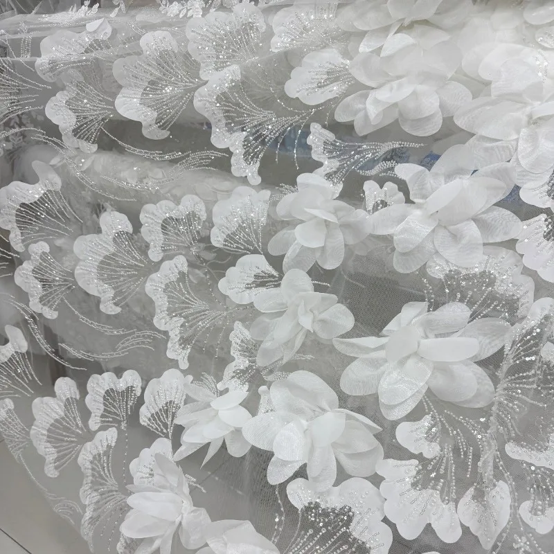 Beading Sequin Lace Embroidery Mesh Fabric for 3D Flower Wedding Dress Clothing Design Cloth Diy Per Meter Sewing Material
Beading Sequin Lace Embroidery Mesh Fabric for 3D Flower Wedding Dress Clothing Design Cloth Diy Per Meter Sewing Material