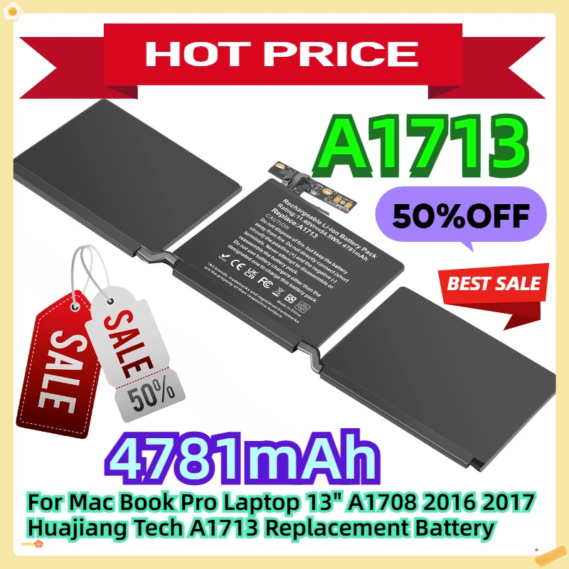 For Mac Book Pro Laptop 13" A1708 2016 2017 Huajiang Tech A1713 Replacement Battery
For Mac Book Pro Laptop 13" A1708 2016 2017 Huajiang Tech A1713 Replacement Battery