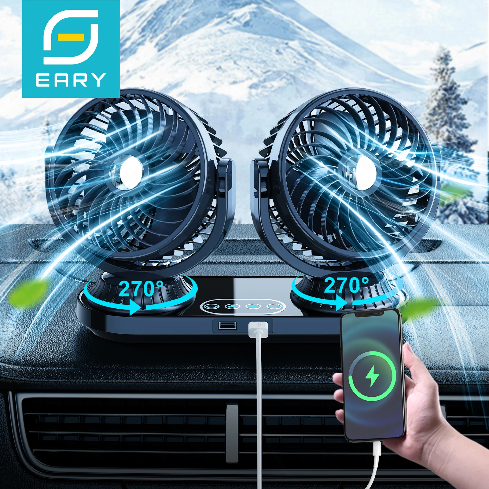 Eary Dual Head Car Fan 12V 24V Portable Auto Cooling Fan Rotatable Vehicle Fan For Dashboard 3 Speed Strong Wind Air Circulation
Eary Dual Head Car Fan 12V 24V Portable Auto Cooling Fan Rotatable Vehicle Fan For Dashboard 3 Speed Strong Wind Air Circulation