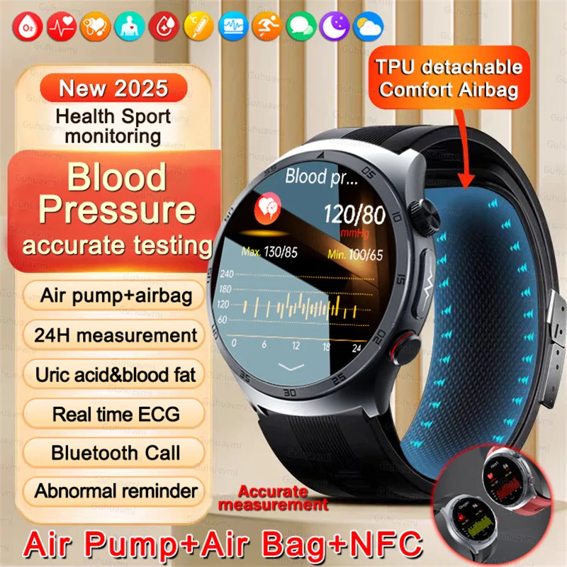 New AI Diagosis ECG Health Smart Watch Men Blood Pressure Lipid Uric Acid NFC Air Pump Airbag Health Smartwatches For men Women
New AI Diagosis ECG Health Smart Watch Men Blood Pressure Lipid Uric Acid NFC Air Pump Airbag Health Smartwatches For men Women