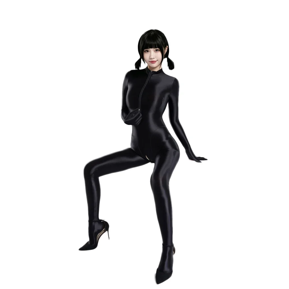 Women Zipper Open Crotch Bodysuit Yoga Shaping Elastic Tights Stain Smooth Oil Glossy Shiny Glove Sleeve Leggings Maid Leotard
Women Zipper Open Crotch Bodysuit Yoga Shaping Elastic Tights Stain Smooth Oil Glossy Shiny Glove Sleeve Leggings Maid Leotard