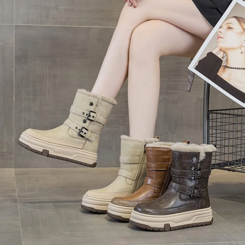 AIYUQI Women's Genuine Leather Snow Boots 2026 Winter New Platform Warm Women Mid-calf Boots Stylish Thick Boots For Women
AIYUQI Women's Genuine Leather Snow Boots 2026 Winter New Platform Warm Women Mid-calf Boots Stylish Thick Boots For Women