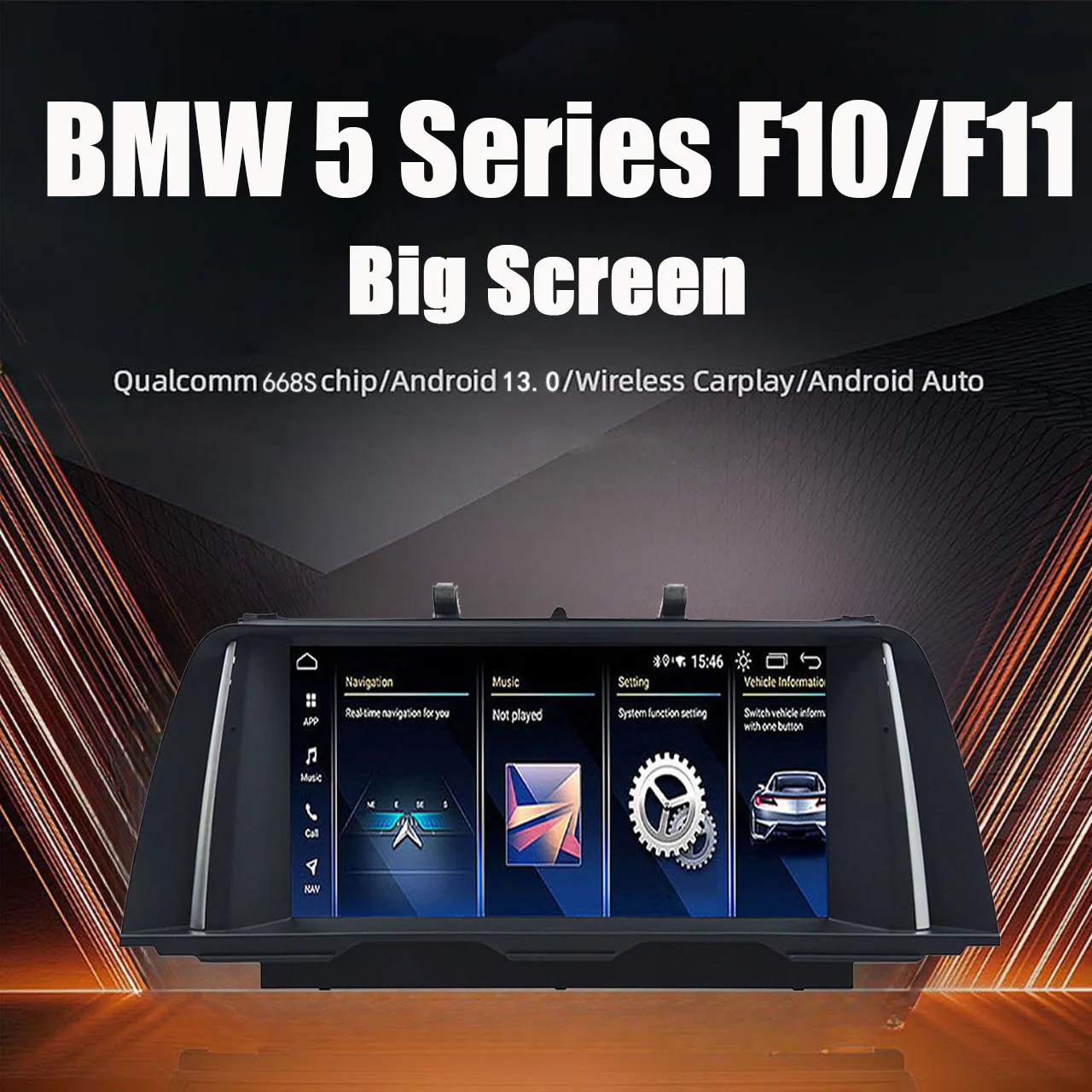 12.3" Wireless Carplay Android Auto Car Multimedia System radio Screen For BMW 5 Series F10 F11 F12 CIC NBT Navi Snapdragon668S
12.3" Wireless Carplay Android Auto Car Multimedia System radio Screen For BMW 5 Series F10 F11 F12 CIC NBT Navi Snapdragon668S