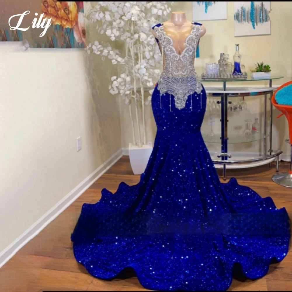 Lily Royal Blue Gorgeous Mermaid Evening Dresses Backless Deep V-Neck Sequins Prom Dress Trailing Party Formal Gown Customized
Lily Royal Blue Gorgeous Mermaid Evening Dresses Backless Deep V-Neck Sequins Prom Dress Trailing Party Formal Gown Customized