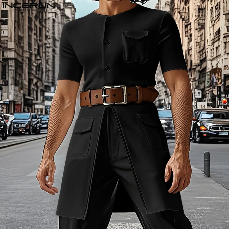 2025 Men Long Style Shirt Solid Color Short Sleeve Button Pockets Split Men Clothing Streetwear Tops Fashion Male Shirts INCERUN
2025 Men Long Style Shirt Solid Color Short Sleeve Button Pockets Split Men Clothing Streetwear Tops Fashion Male Shirts INCERUN