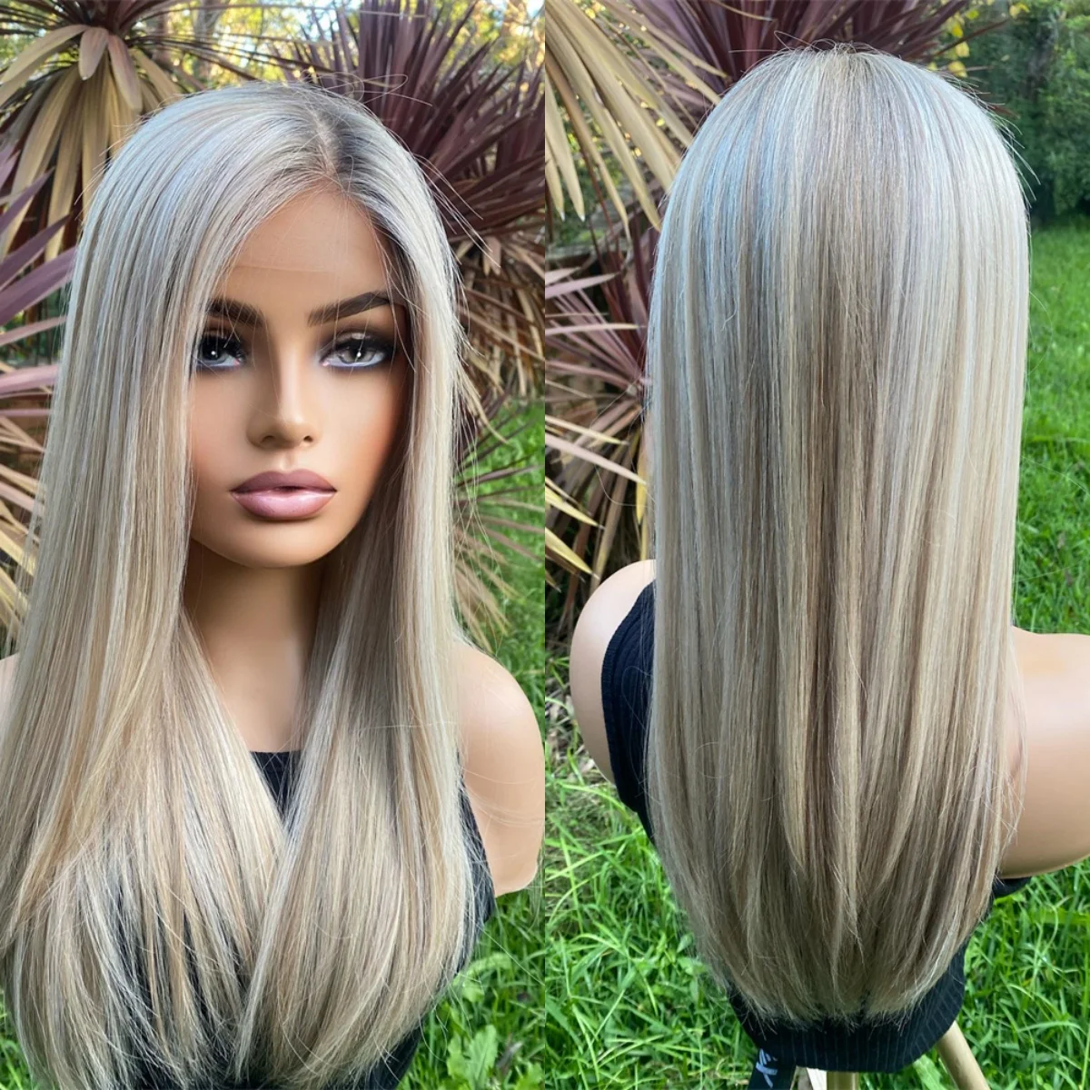 13x4 Ombre Platinum Blonde With Brown Streaks Synthetic Lace Front Wig Preplucked Hairline For White Women Average Cap Size 24''
13x4 Ombre Platinum Blonde With Brown Streaks Synthetic Lace Front Wig Preplucked Hairline For White Women Average Cap Size 24''