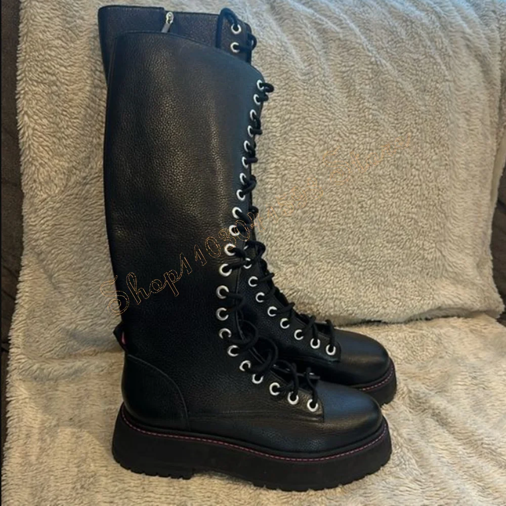 Black Lace up Side Zipper Boots Matte Leather Thick Heel Round Toe High Heel Shoes for Women Heels 2024 New Zapatos Para Mujere
Black Lace up Side Zipper Boots Matte Leather Thick Heel Round Toe High Heel Shoes for Women Heels 2024 New Zapatos Para Mujere
