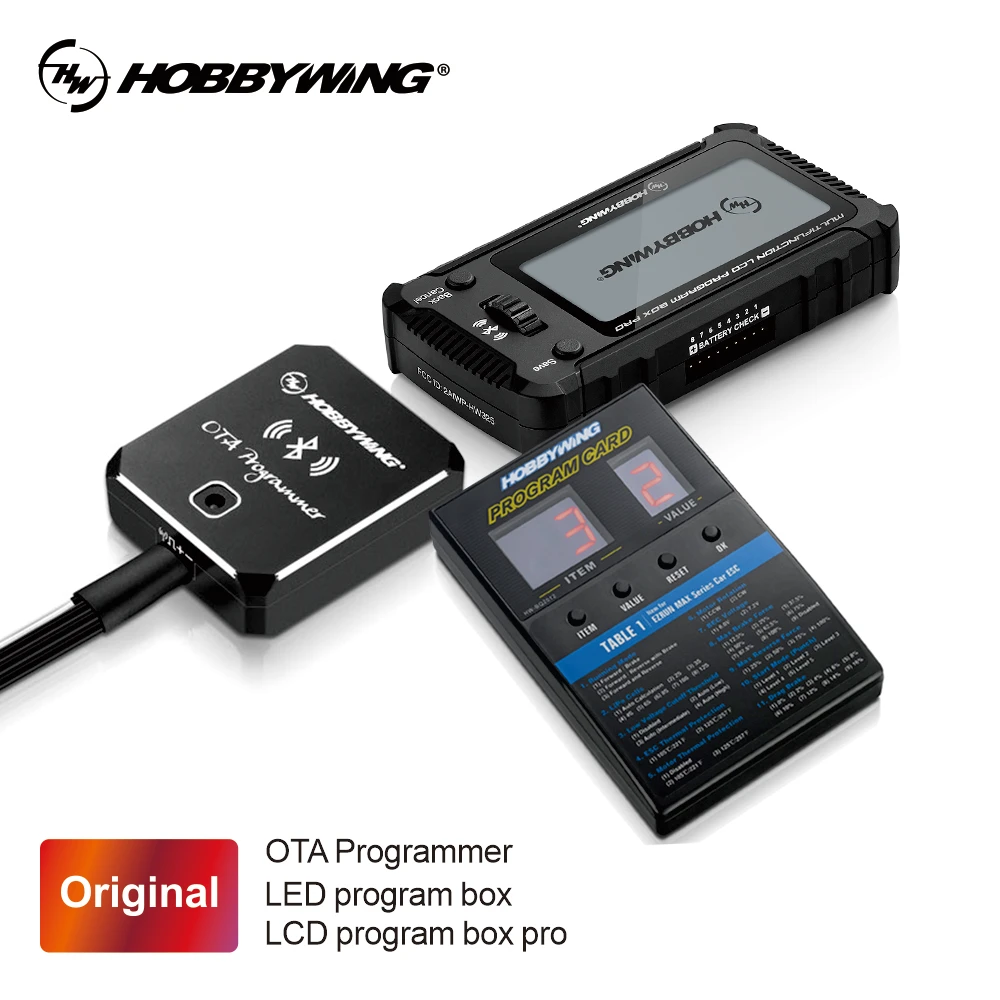 Original Hobbywing OTA Programmer by Bluetooth/LED program box/LCD program box Optional More Powerful Simple And Convenientfor
Original Hobbywing OTA Programmer by Bluetooth/LED program box/LCD program box Optional More Powerful Simple And Convenientfor