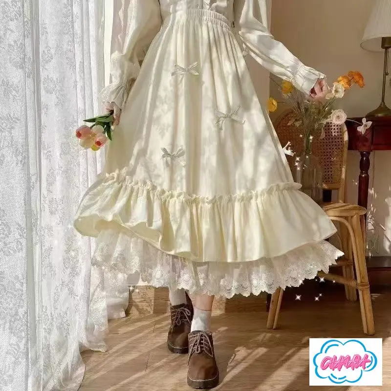 Japanese Autumn and Winter Bow Pendulum A Word Versatile High Waist Thin Elastic Waist Mid-length Skirt Cute Lolita Lace Skirt
Japanese Autumn and Winter Bow Pendulum A Word Versatile High Waist Thin Elastic Waist Mid-length Skirt Cute Lolita Lace Skirt