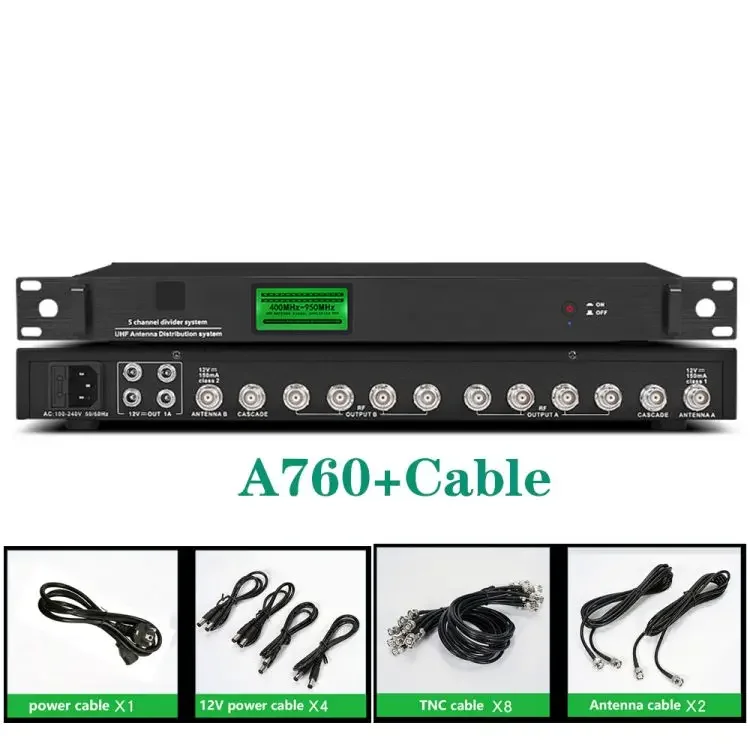 A760-U880 UHF Antenna Distributor System 5 Channel Signal Splitter Amplifier Wireless Microphone Signal Booster Amplifier
A760-U880 UHF Antenna Distributor System 5 Channel Signal Splitter Amplifier Wireless Microphone Signal Booster Amplifier