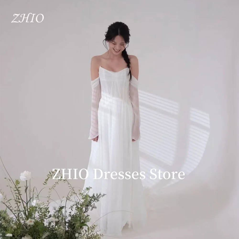 ZHIO Elegant Wedding Party Dresses A-Line Off the Shoulder Illusion Sleeves Evening Bridal Gown Korea Photo Shoot Customized
ZHIO Elegant Wedding Party Dresses A-Line Off the Shoulder Illusion Sleeves Evening Bridal Gown Korea Photo Shoot Customized