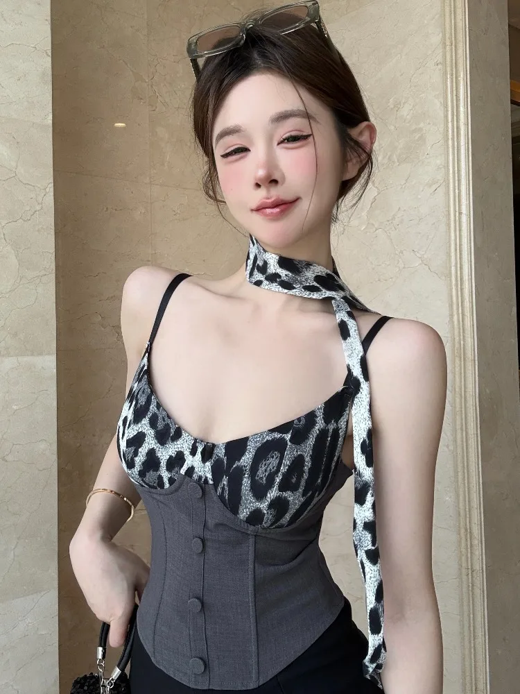 Slimming Leopard Print Sash Crop Top Women's Summer New Style Fishbone Waist Cinching Strap Vest Citywalk Hollow out Backless
Slimming Leopard Print Sash Crop Top Women's Summer New Style Fishbone Waist Cinching Strap Vest Citywalk Hollow out Backless