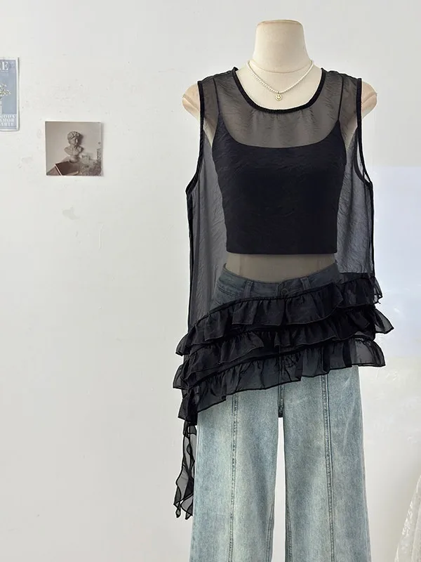 plus Size 300 Pounds Women's Fashion Sleeveless Vest Summer Transparent Overlap Design Lace Korean Style Casual Breathable
plus Size 300 Pounds Women's Fashion Sleeveless Vest Summer Transparent Overlap Design Lace Korean Style Casual Breathable