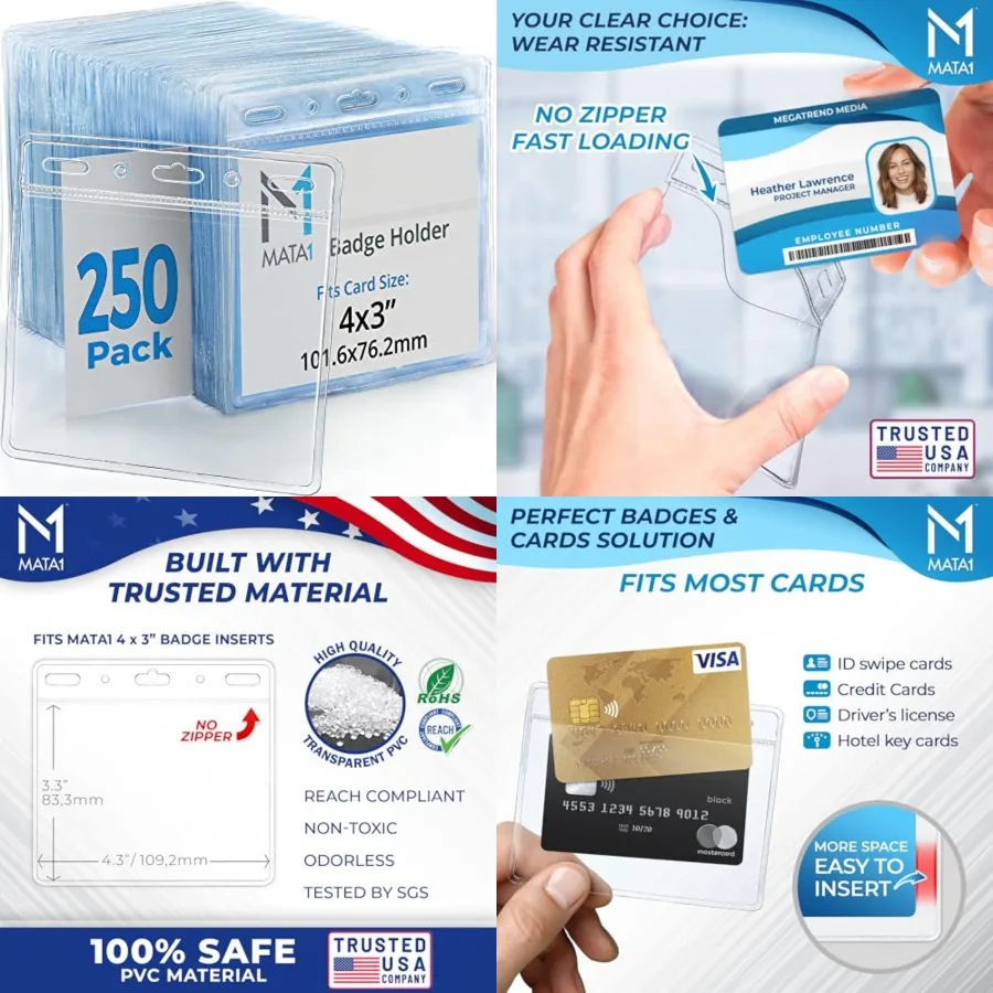 USA Plastic Extra-Thick Horizontal Card Protector Clear, 4x3 Inch, Pack,Large Size No Zipper ID Name Badge Holder
USA Plastic Extra-Thick Horizontal Card Protector Clear, 4x3 Inch, Pack,Large Size No Zipper ID Name Badge Holder