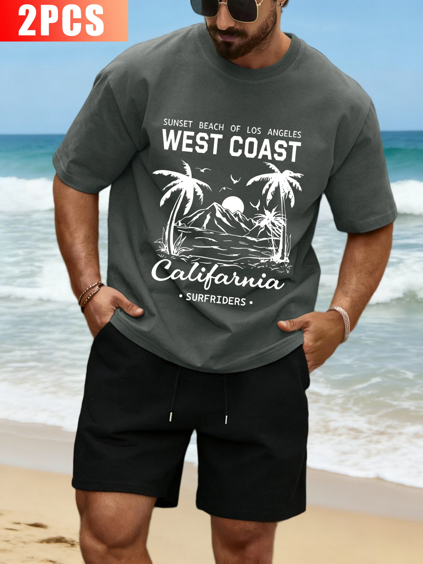 West Coast California Printing Vacation Suit Mens Summer Cotton Top Soft Drawstring Shorts Unisex Clothes Loose Male Tee
West Coast California Printing Vacation Suit Mens Summer Cotton Top Soft Drawstring Shorts Unisex Clothes Loose Male Tee