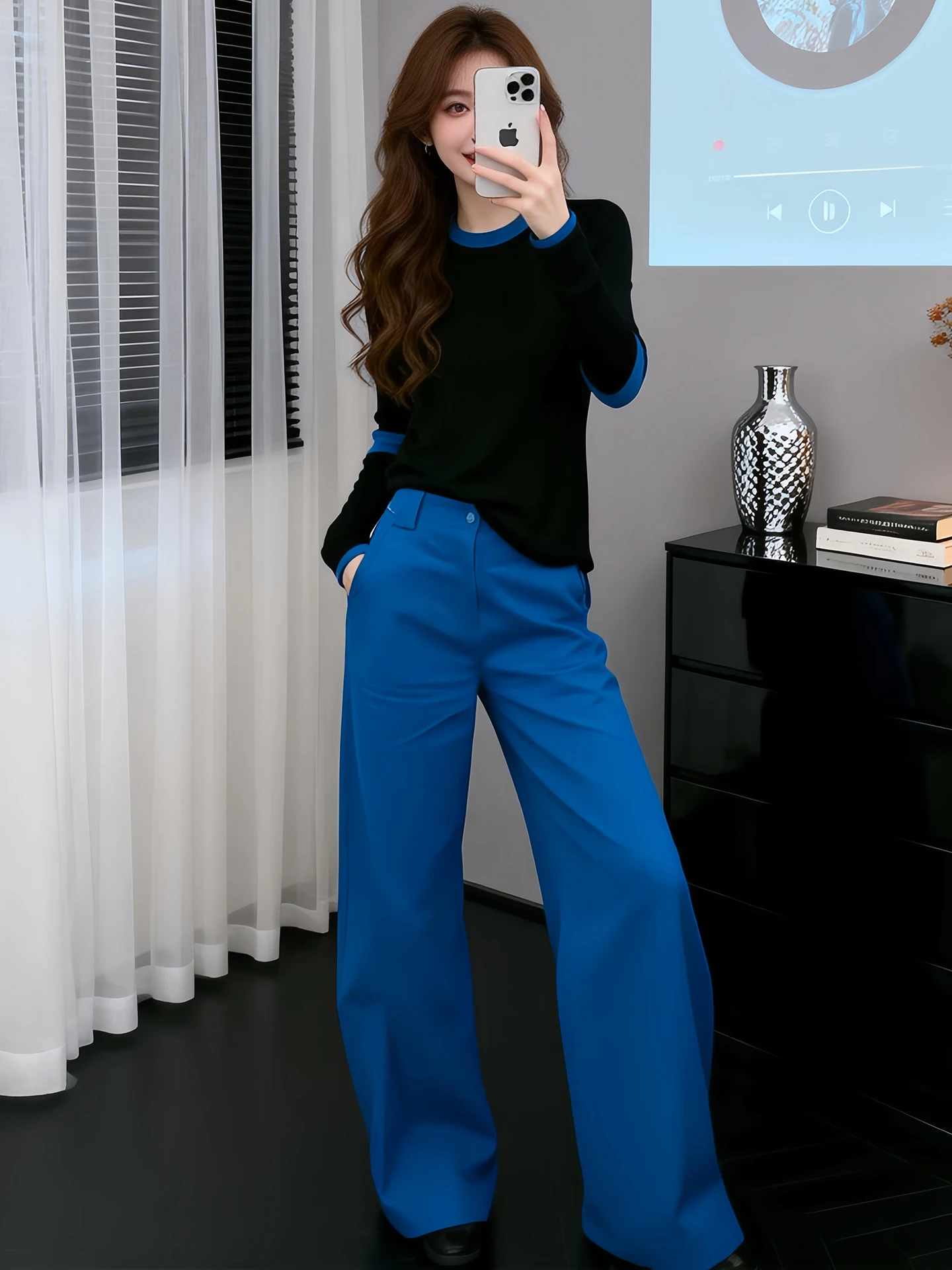 Spring Autumn 2026 New Style Color Block Long Sleeve Top High Waist Straight Leg Pants Women's Fashion Set Casual Commute Wind
Spring Autumn 2026 New Style Color Block Long Sleeve Top High Waist Straight Leg Pants Women's Fashion Set Casual Commute Wind