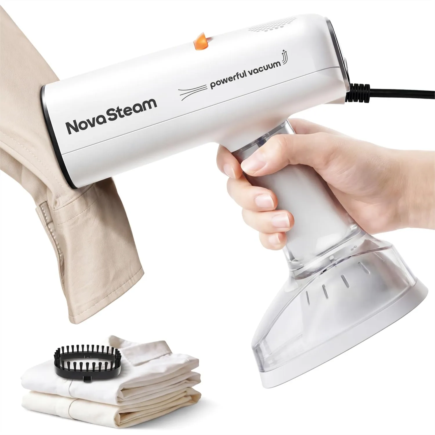 Handheld Vacuum Steamer for Clothes, 4500Pa Suction 2-in-1 Garment Steamer with 1750W Ceramic Heat Panel, 340ml Water Tank
Handheld Vacuum Steamer for Clothes, 4500Pa Suction 2-in-1 Garment Steamer with 1750W Ceramic Heat Panel, 340ml Water Tank