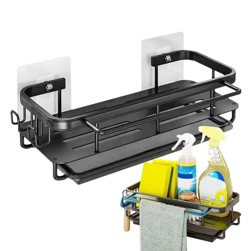 Sink Storage Rack With Towel Rack & Hooks Wall Mount Sponge Holder Storage Organizer Drying Rack Kitchen Gadget Accessories
Sink Storage Rack With Towel Rack & Hooks Wall Mount Sponge Holder Storage Organizer Drying Rack Kitchen Gadget Accessories