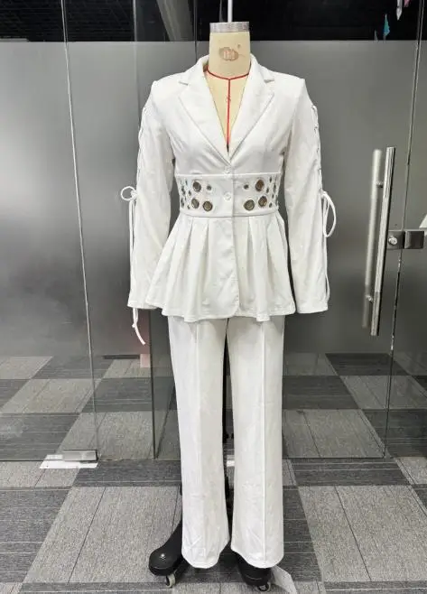 Женский элегантный темпераментный комплект брюк для поездок на работу, офисный женский костюм с завязкой на талии, тонкий костюм с декором в виде куриных глаз, комплект из двух предметов
Женский элегантный темпераментный комплект брюк для поездок на работу, офисный женский костюм с завязкой на талии, тонкий костюм с декором в виде куриных глаз, комплект из двух предметов