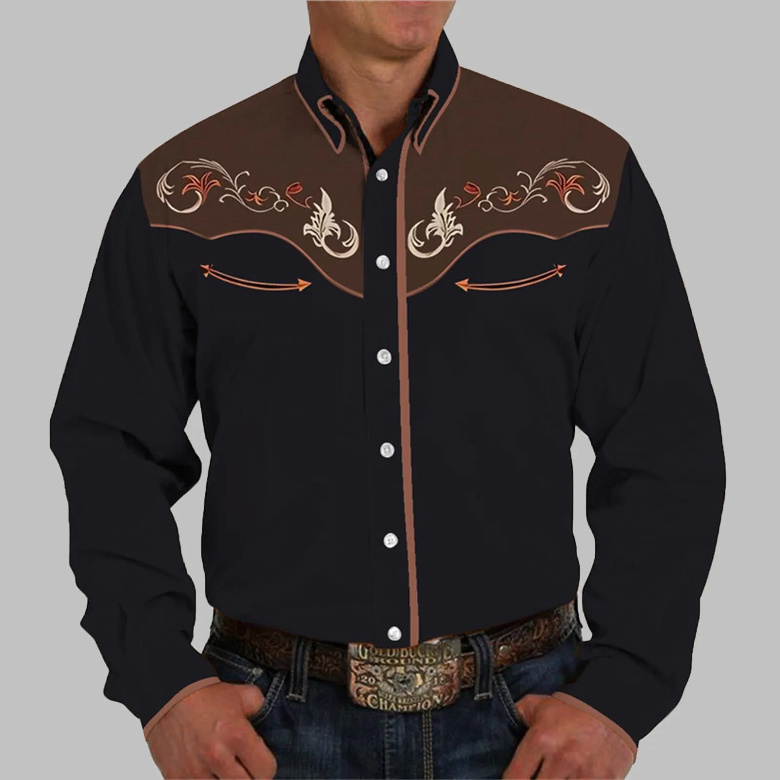 Men Western Cowboy Shirts Casual Long Sleeve Embroidered Shirts Slim Fit Male Button Down Shirt With Pockets Clothing
Men Western Cowboy Shirts Casual Long Sleeve Embroidered Shirts Slim Fit Male Button Down Shirt With Pockets Clothing