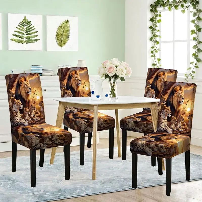 Flat print elastic dining chair lion and cheetah group pattern, detachable and washable, minimalist style, chair cover
Flat print elastic dining chair lion and cheetah group pattern, detachable and washable, minimalist style, chair cover