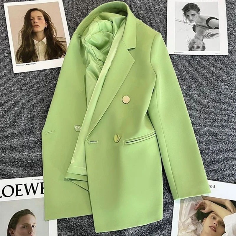 Solid Color Leisure Women Blazer Coats 2022 New Spring Autumn Double Breasted Female Suits Tops Notched Collar Office Overcoat
Solid Color Leisure Women Blazer Coats 2022 New Spring Autumn Double Breasted Female Suits Tops Notched Collar Office Overcoat