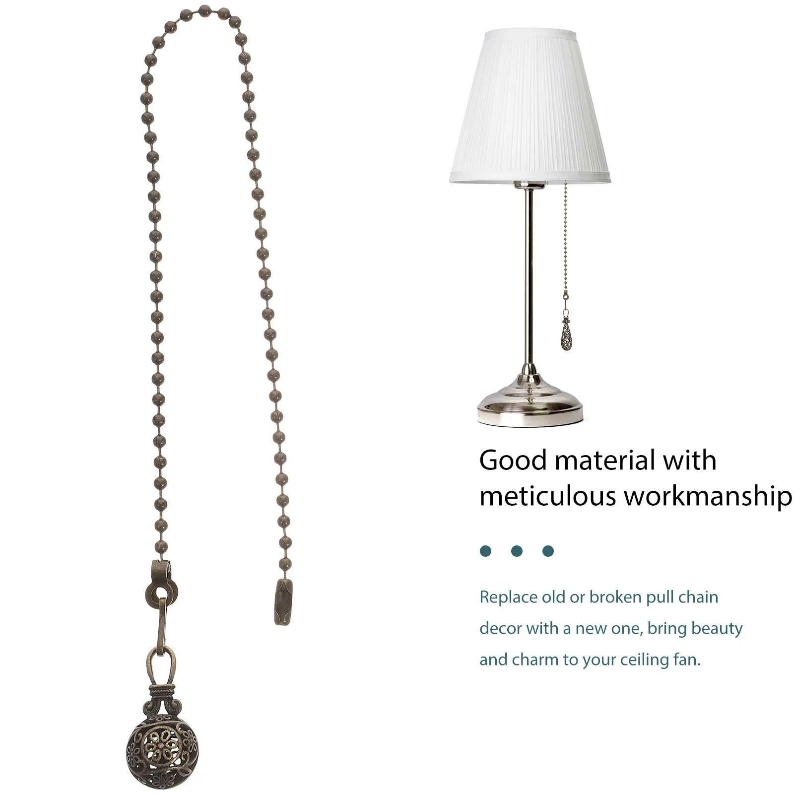 4Pcs Retro Ceiling Fan Pull Chain Extension Elegant Pendant Decorative Hanging Ornaments for Chandelier Fan Lamp Light Pull
4Pcs Retro Ceiling Fan Pull Chain Extension Elegant Pendant Decorative Hanging Ornaments for Chandelier Fan Lamp Light Pull