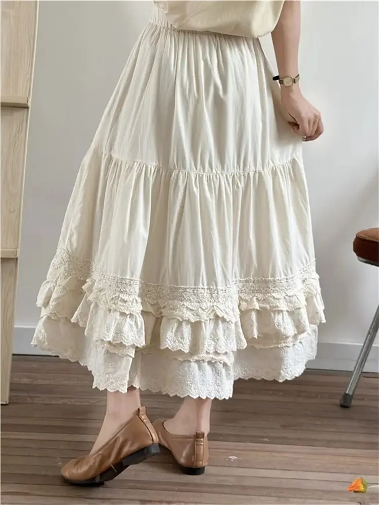 Women Autumn Spring Elastic Waist Lace Embroidery Vintage Long Skirts 2026 Japan Style Sweet Girls' Lace Retro Cotton Skirt
Women Autumn Spring Elastic Waist Lace Embroidery Vintage Long Skirts 2026 Japan Style Sweet Girls' Lace Retro Cotton Skirt