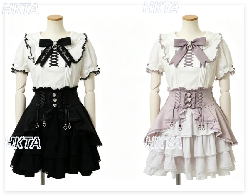 Japanese Cute Pearl Doll Collar Rhinestone Bow Lace Top Short Sleeve Chiffon Shirt Girl Summer Sweet Kawaii Lolita Blusas Women
Japanese Cute Pearl Doll Collar Rhinestone Bow Lace Top Short Sleeve Chiffon Shirt Girl Summer Sweet Kawaii Lolita Blusas Women