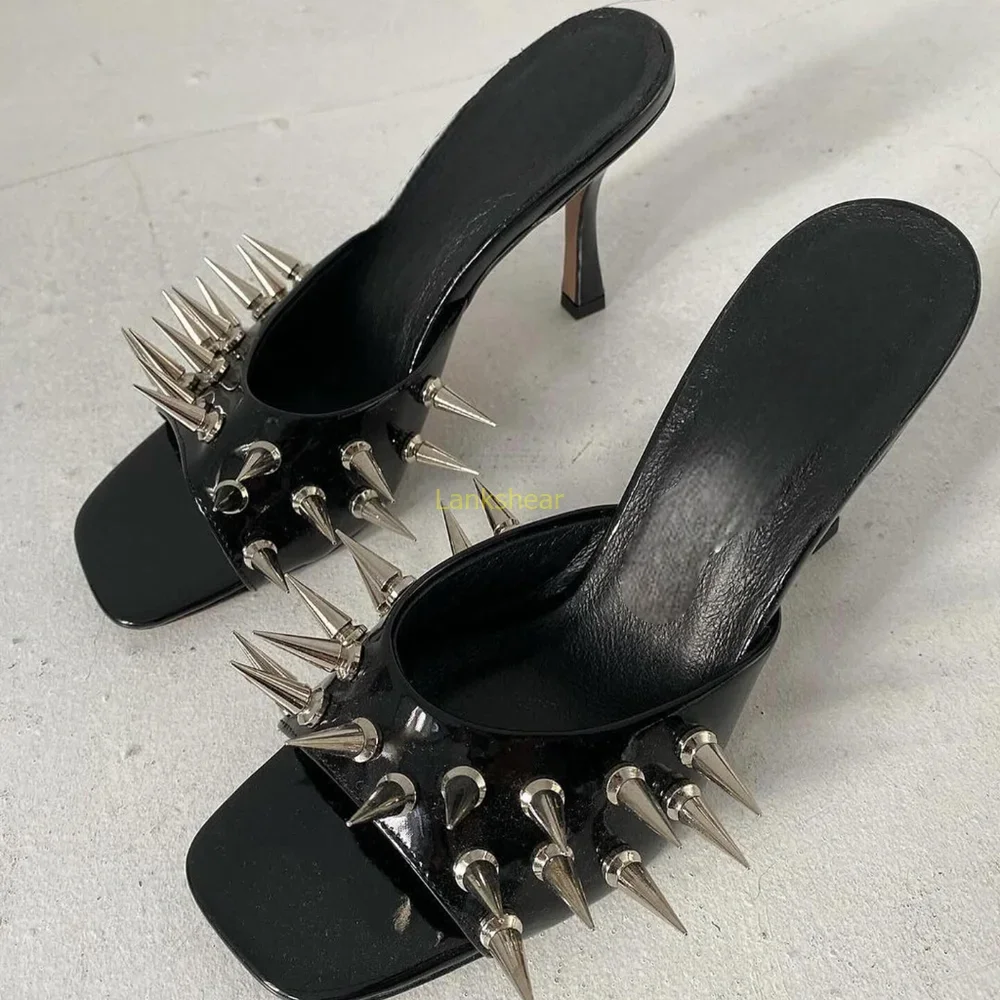 Metal Rivet Leather Slippers Sexy Square Toe Thin Heel Slip On Accept Custimized New Arrivals Fashion Women Shoes
Metal Rivet Leather Slippers Sexy Square Toe Thin Heel Slip On Accept Custimized New Arrivals Fashion Women Shoes