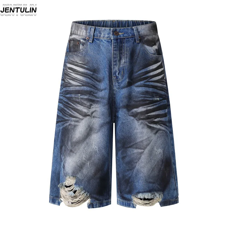 Aesthetic Retro Dirty Dyed Ripped Denim Shorts High Street Wide Legs Distressed Edge Cropped Shorts Men Summer Sports Work Pant
Aesthetic Retro Dirty Dyed Ripped Denim Shorts High Street Wide Legs Distressed Edge Cropped Shorts Men Summer Sports Work Pant