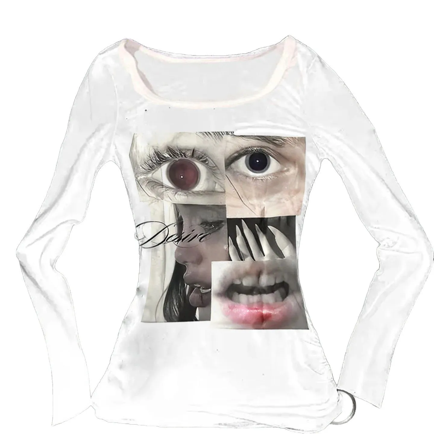 Y2K retro women's T-shirt, Harajuku aesthetic white garbage art printed T-shirt, patterned long sleeved T-shirt, Gothic streetwe
Y2K retro women's T-shirt, Harajuku aesthetic white garbage art printed T-shirt, patterned long sleeved T-shirt, Gothic streetwe