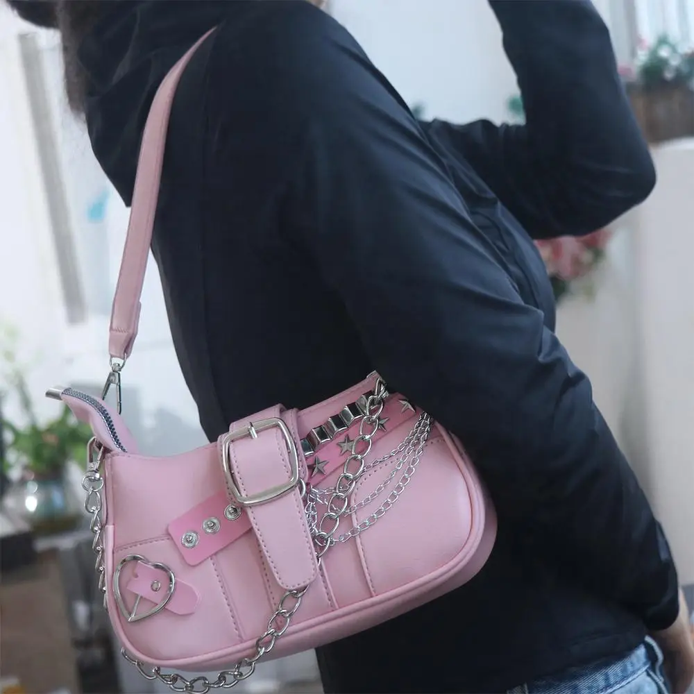Temperament Punk Y2k Underarm Bag Love Heart Korean Style Shoulder Bag Star Chain Women's Handbag Spicy Girls
Temperament Punk Y2k Underarm Bag Love Heart Korean Style Shoulder Bag Star Chain Women's Handbag Spicy Girls