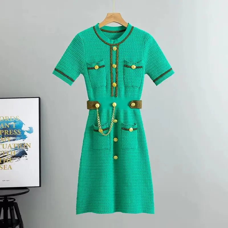 2025 Summer New Women's Clothing High Quality Elegant Women's Dress Slim Short Sleeve Green Dress for Ladies! S-XL
2025 Summer New Women's Clothing High Quality Elegant Women's Dress Slim Short Sleeve Green Dress for Ladies! S-XL
