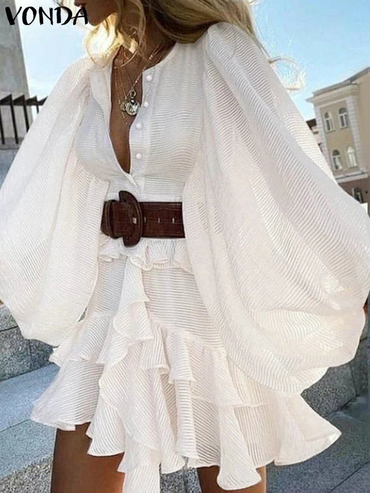 VONDA Women 2025 Solid Color Dress Casual Ruffled Sundress Bohemian Multi-layer Ruffle Robe Loose Beach Lantern Sleeve Dress
VONDA Women 2025 Solid Color Dress Casual Ruffled Sundress Bohemian Multi-layer Ruffle Robe Loose Beach Lantern Sleeve Dress