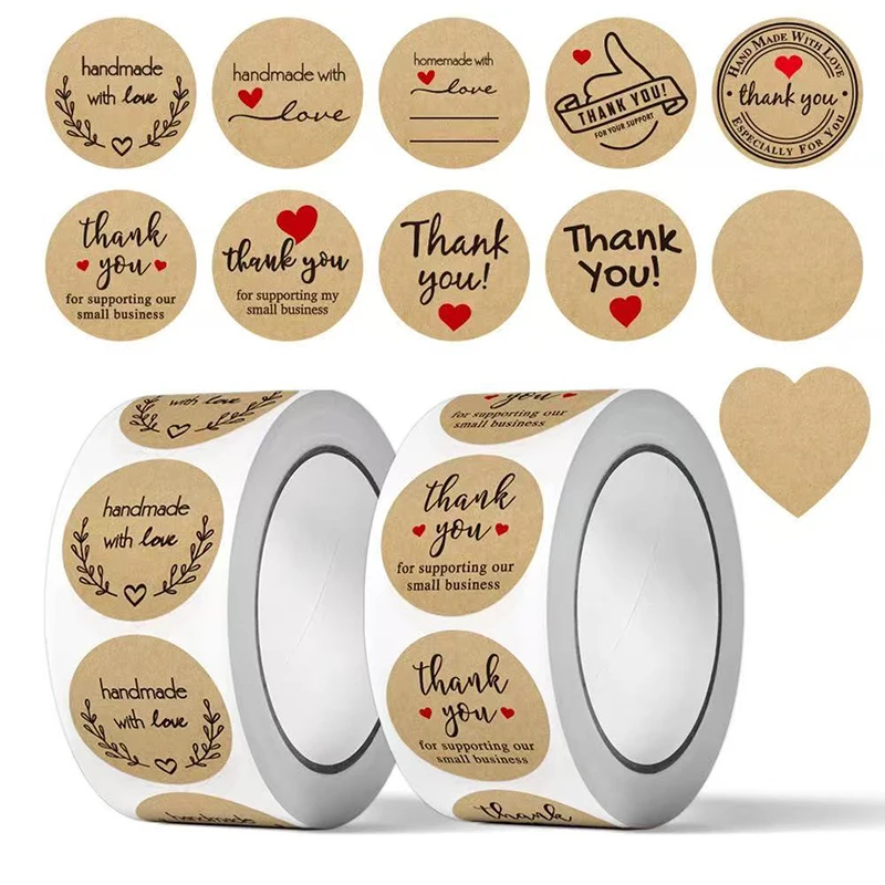 500pcs Round Natural Kraft Handmade Heart Thank You Stickers Scrapbooking For Gift Baking Package Adhesive Sticker Seal Label
500pcs Round Natural Kraft Handmade Heart Thank You Stickers Scrapbooking For Gift Baking Package Adhesive Sticker Seal Label