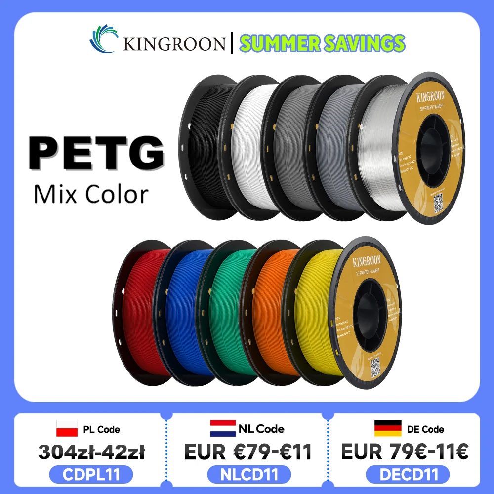 KINGROON PETG 3D Printer Filament 1.75mm 5KG 10KG Mix Color 3D Printing Material 1kg/roll petg Plastic For FDM 3dprinter
KINGROON PETG 3D Printer Filament 1.75mm 5KG 10KG Mix Color 3D Printing Material 1kg/roll petg Plastic For FDM 3dprinter
