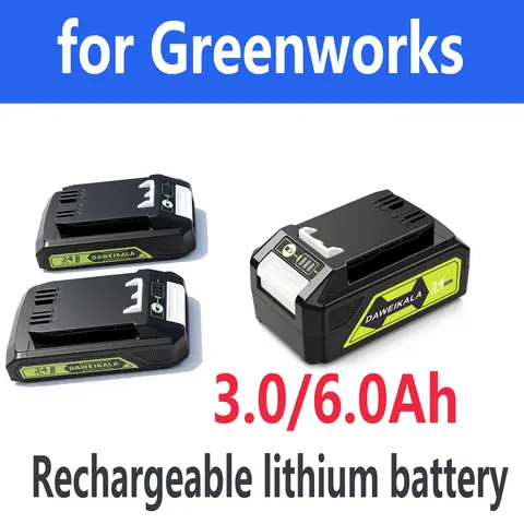 Greenworks TÜM cihazlar için yüksek kapasiteli 24V 6.0Ah Lityum Pil 24V 48V Elektrikli Alet Bahçe Aleti