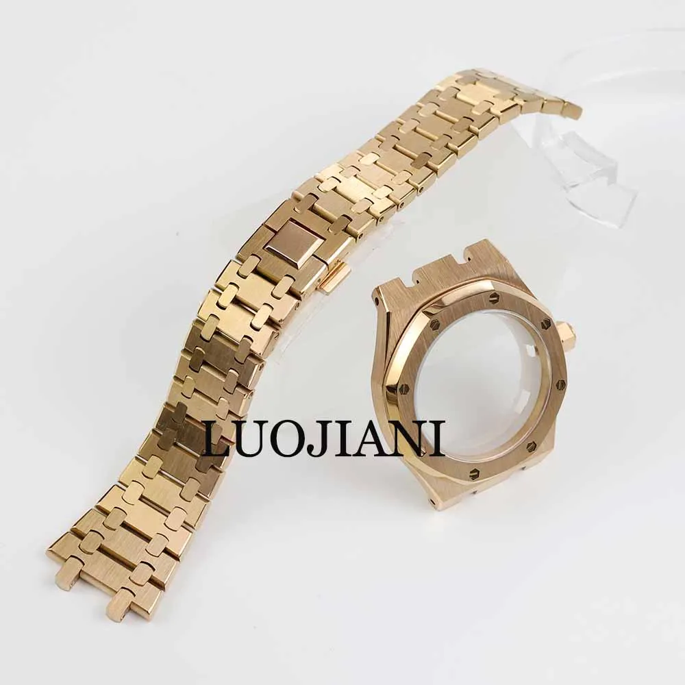Black/Rose Gold PVD 41mm NH35 Watch Case and Bracelet Stainless steel Sapphire Glass Waterproof for Royal oak NH35 NH36 movement
Black/Rose Gold PVD 41mm NH35 Watch Case and Bracelet Stainless steel Sapphire Glass Waterproof for Royal oak NH35 NH36 movement