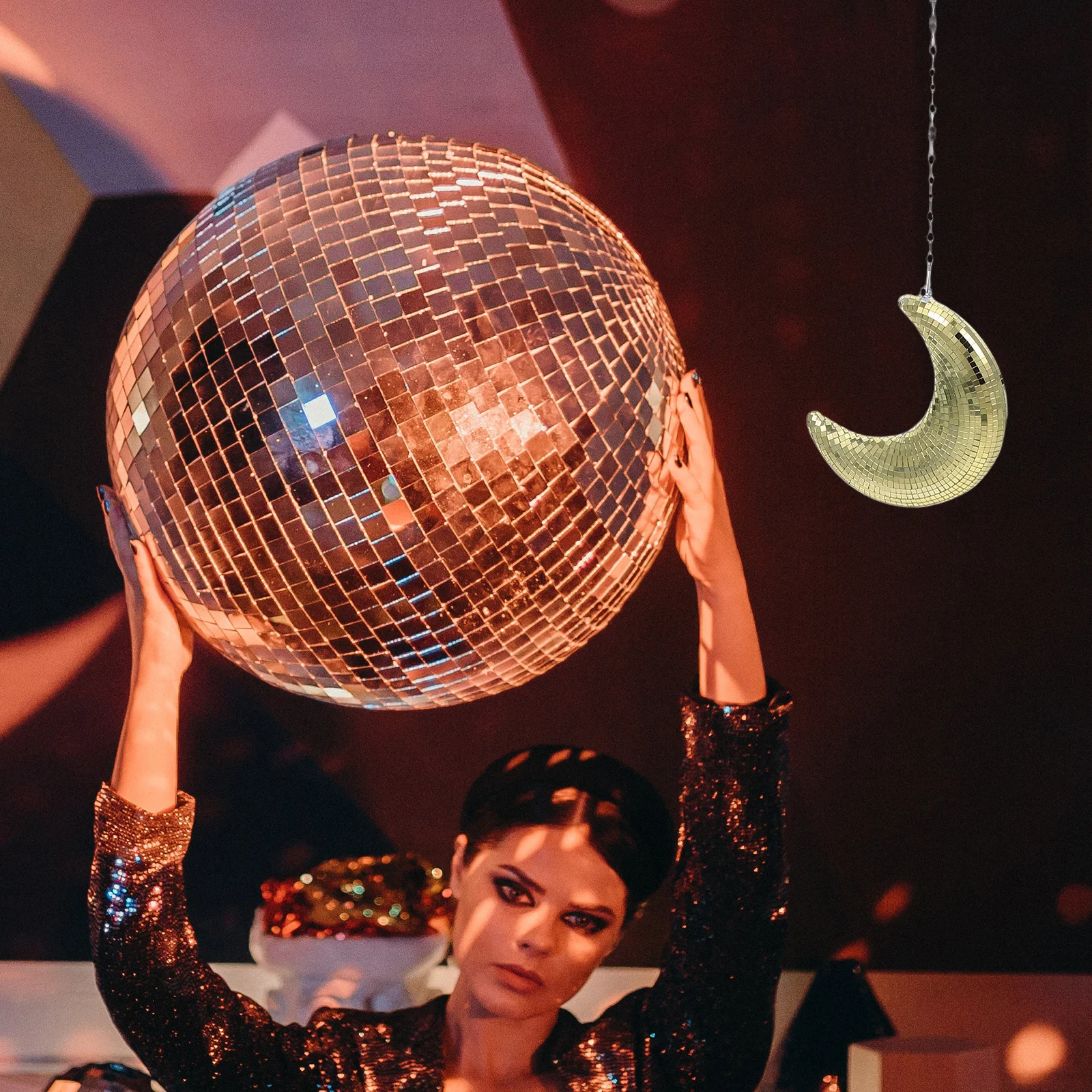 Moon Shape Disco Ball Hanging Decor Glass Reflective Pendant for Party Wedding Dance Indoor Ceiling Decoration
Moon Shape Disco Ball Hanging Decor Glass Reflective Pendant for Party Wedding Dance Indoor Ceiling Decoration