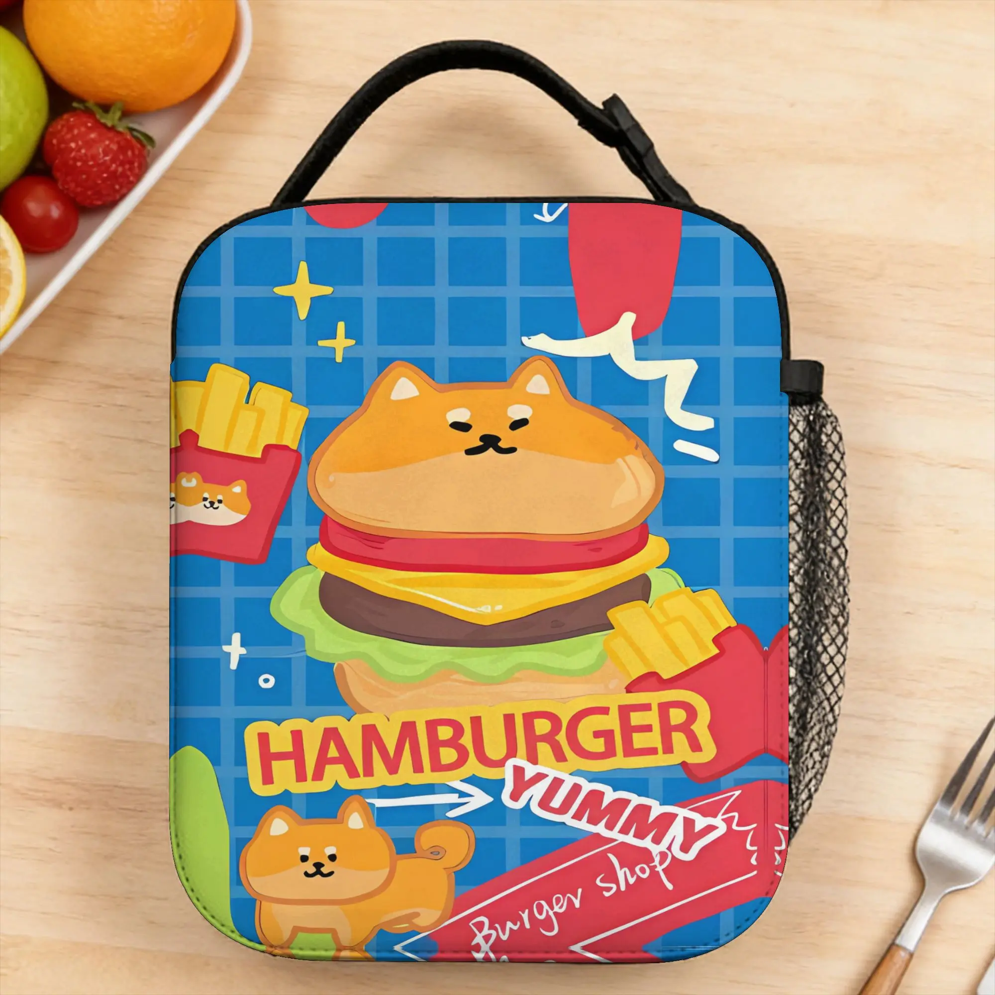 Cat-Shaped Burger With Fries On Blue Grid Background Lunch Bag Retro Lunch Box For Men Office Cooler Bag Thermal Tote Handbags
Cat-Shaped Burger With Fries On Blue Grid Background Lunch Bag Retro Lunch Box For Men Office Cooler Bag Thermal Tote Handbags