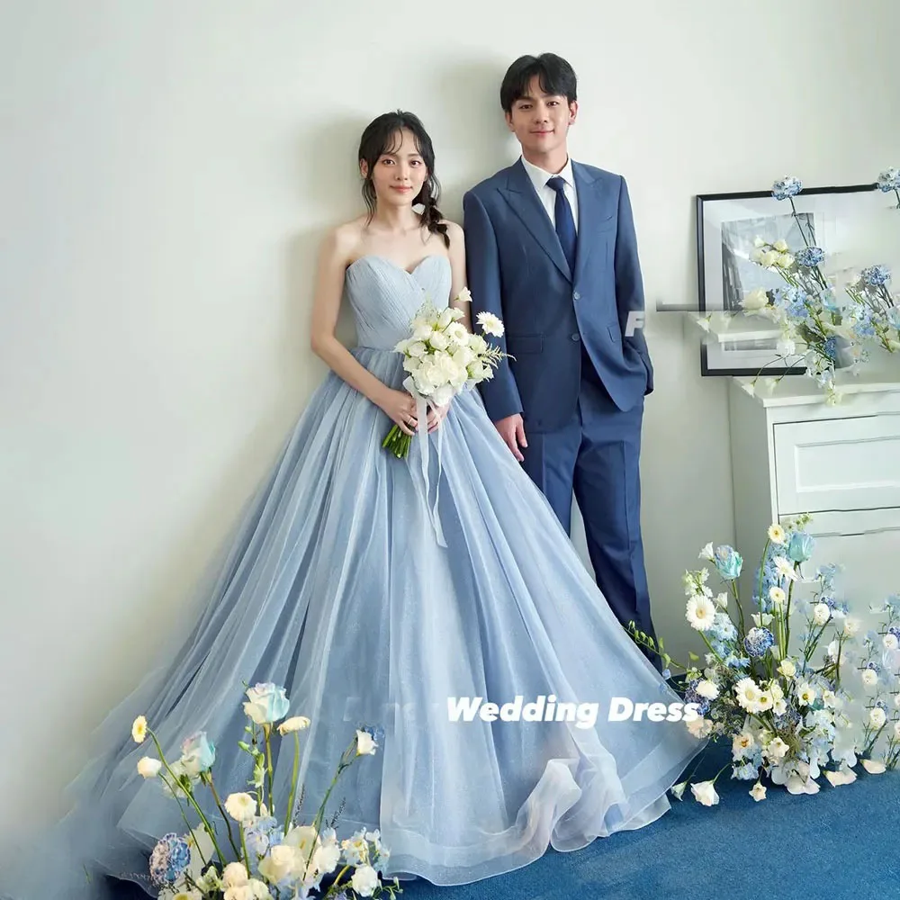 ML 2026 Sweetheart Strapless Korean Wedding Dresses Luxury Sky Blue Fluffy Corset Back Bridal Gown Customized Party Gown
ML 2026 Sweetheart Strapless Korean Wedding Dresses Luxury Sky Blue Fluffy Corset Back Bridal Gown Customized Party Gown