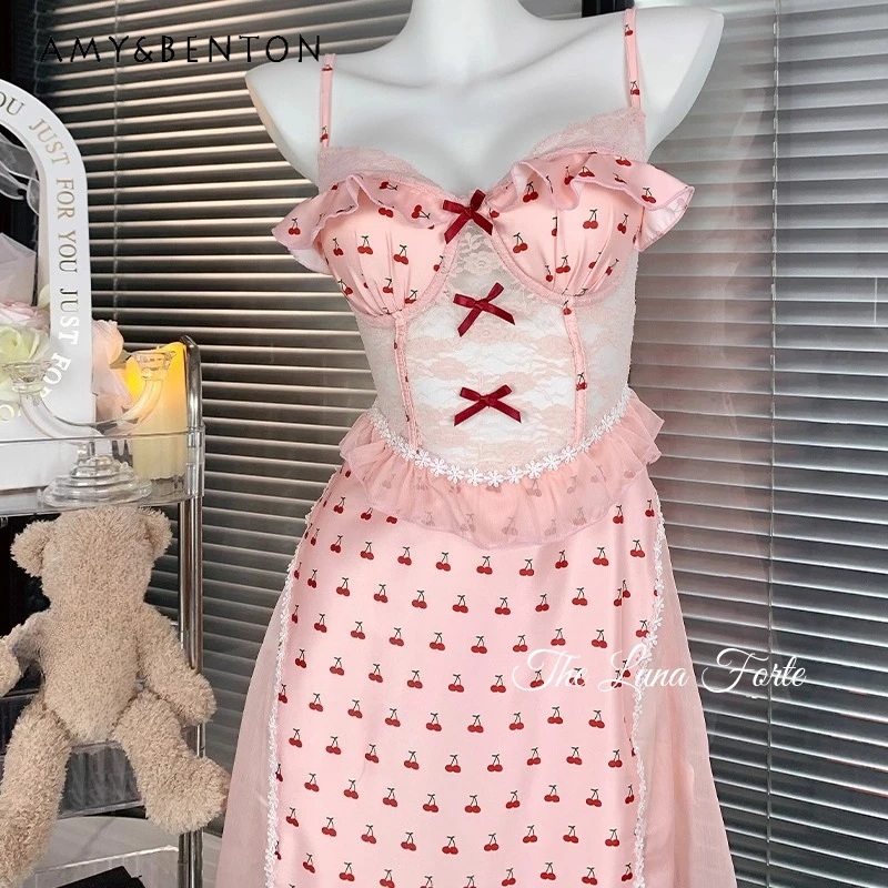 French Designb Fruit Print Lace Hollow Out Nightdress Women 2025 Summer Thin Sexy Small Chest Backless Loungewear Pajamas Girl
French Designb Fruit Print Lace Hollow Out Nightdress Women 2025 Summer Thin Sexy Small Chest Backless Loungewear Pajamas Girl