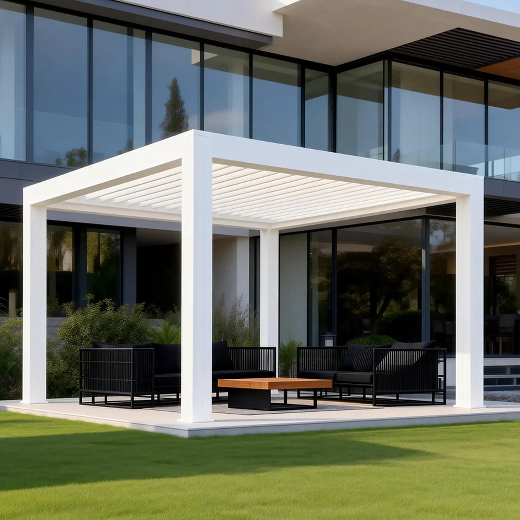 Modern Aluminum Gazebo Pergola Pavilion With Louvered Roof Waterproof Eco-Friendly Rodent Proof Powder Coated
Modern Aluminum Gazebo Pergola Pavilion With Louvered Roof Waterproof Eco-Friendly Rodent Proof Powder Coated