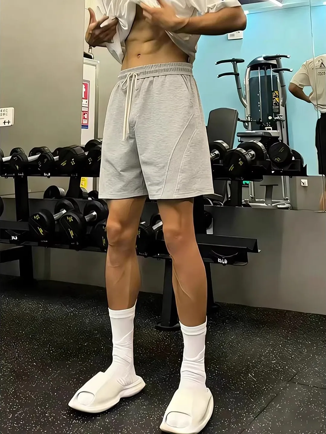 American Style Sporty Patchwork Men's Summer Casual Fitness Straight Leg Grey Sweatpants Five-Quarter Length Shorts
American Style Sporty Patchwork Men's Summer Casual Fitness Straight Leg Grey Sweatpants Five-Quarter Length Shorts