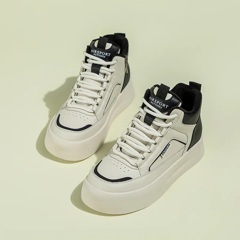 Genuine leather high top dad shoes 2023 autumn/winter new small white shoes with plush flat bottomed casual sports shoes
Genuine leather high top dad shoes 2023 autumn/winter new small white shoes with plush flat bottomed casual sports shoes