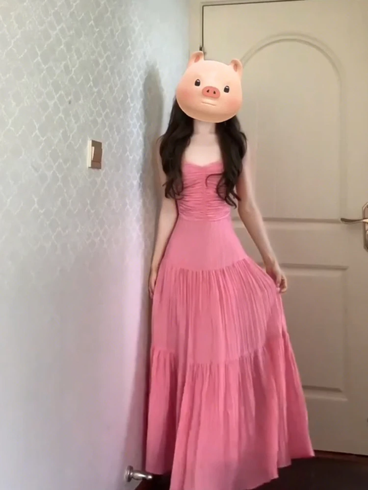 Dopamine Pink Strapless Dress Women's Summer Beach Vacation Fairy Skirt Large Size A-Line V-Neck Sleeveless Casual Style
Dopamine Pink Strapless Dress Women's Summer Beach Vacation Fairy Skirt Large Size A-Line V-Neck Sleeveless Casual Style