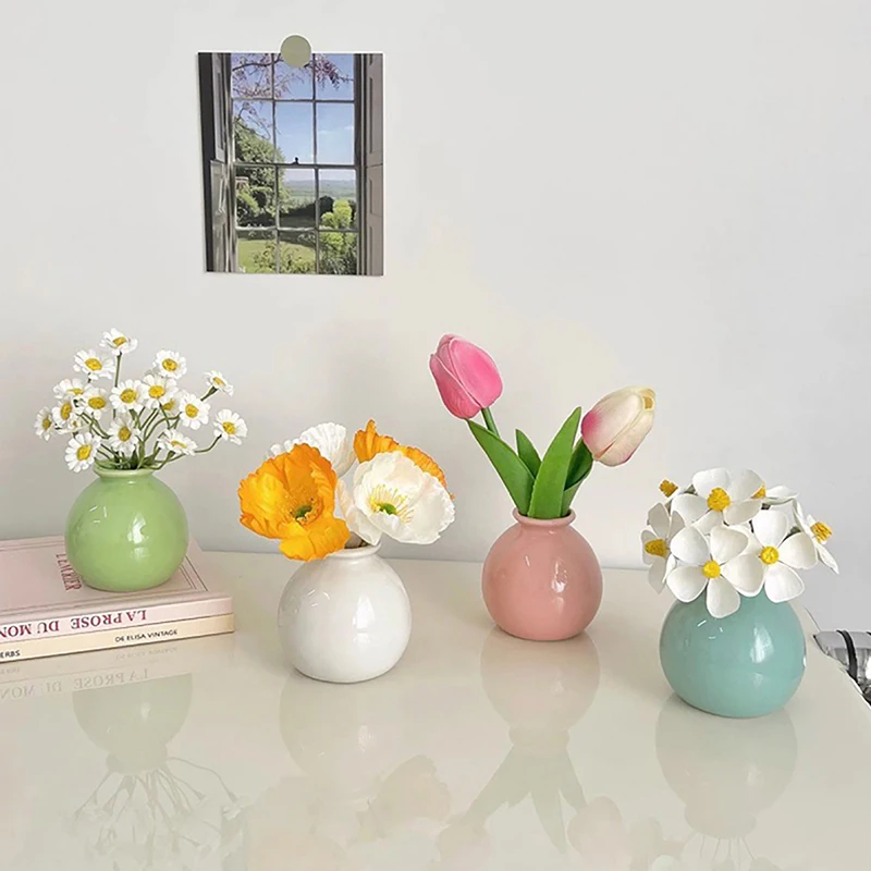 Mini Ceramics Wide Mouth Bottle Vase Plant Hydroponic Container Desktop Decoration Fashion Craft Ornament Artificial Flower Vase
Mini Ceramics Wide Mouth Bottle Vase Plant Hydroponic Container Desktop Decoration Fashion Craft Ornament Artificial Flower Vase