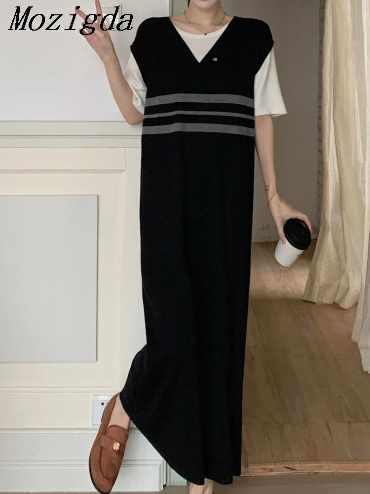 Fake Two Piece Summer Striped Vest Dress Women Korean Loose Casual Woman Dress Elegant Vintage Ladies Dresses Vestidos
Fake Two Piece Summer Striped Vest Dress Women Korean Loose Casual Woman Dress Elegant Vintage Ladies Dresses Vestidos